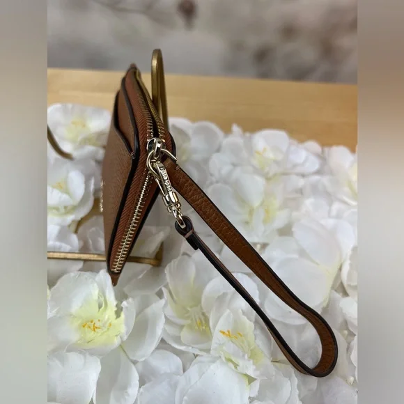 kate spade Brown Pebbled Leather Wristlet Card Holder NEW - Picture 7 of 10